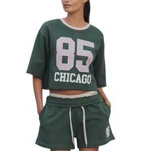 Anthropologie Daily Practice 100% Cotton Jersey Crop Top NWT XL Chicago Green